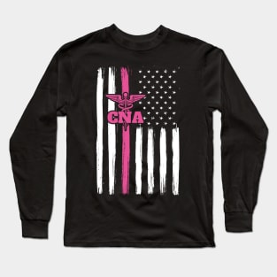 CNA American Flag USA Pink Symbol Long Sleeve T-Shirt